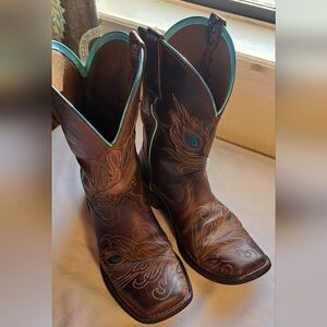 Ariat Brown and Teal Heeled Boots